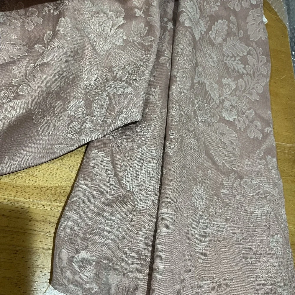 JC Penney Home Vtg Rose Pink Waterfall Swag Valance 4‎ Piece Jacobean 120x36